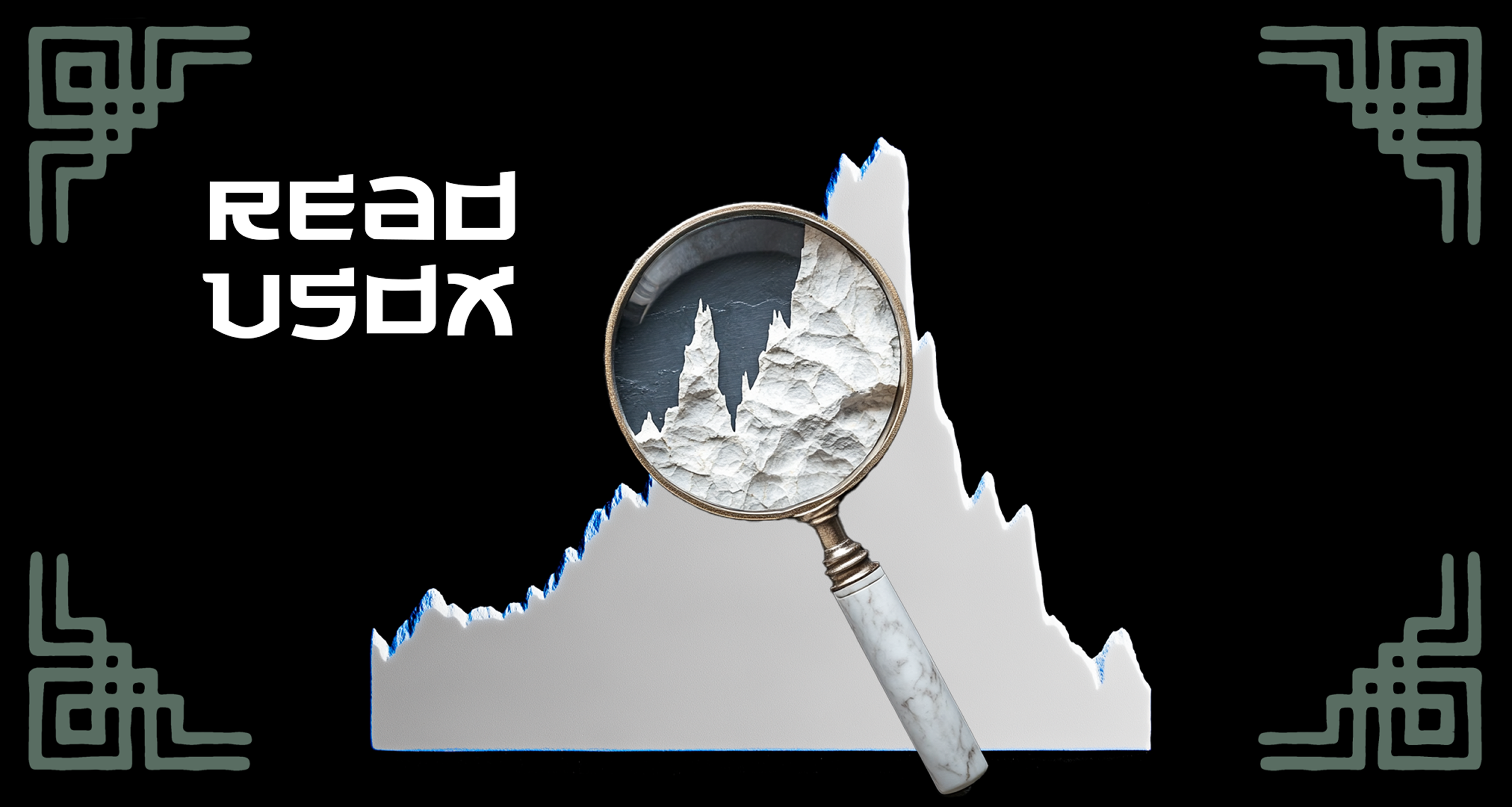 Magnifying glass focusing on a USDX index